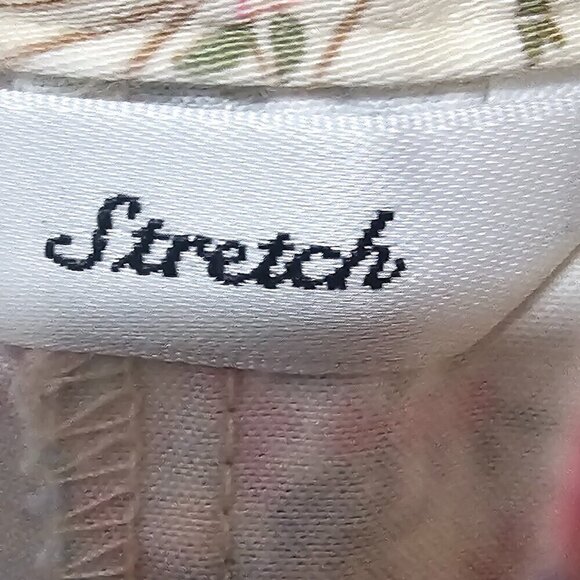 Vintage Talbots Pink Cream Paisley Boho Cropped Straight Leg Chino Pants Size - Picture 13 of 16